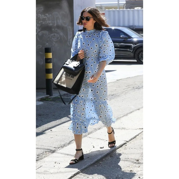 Rixo London Monet Blue Leopard Daisy Midi Dress - Picture 4 of 13